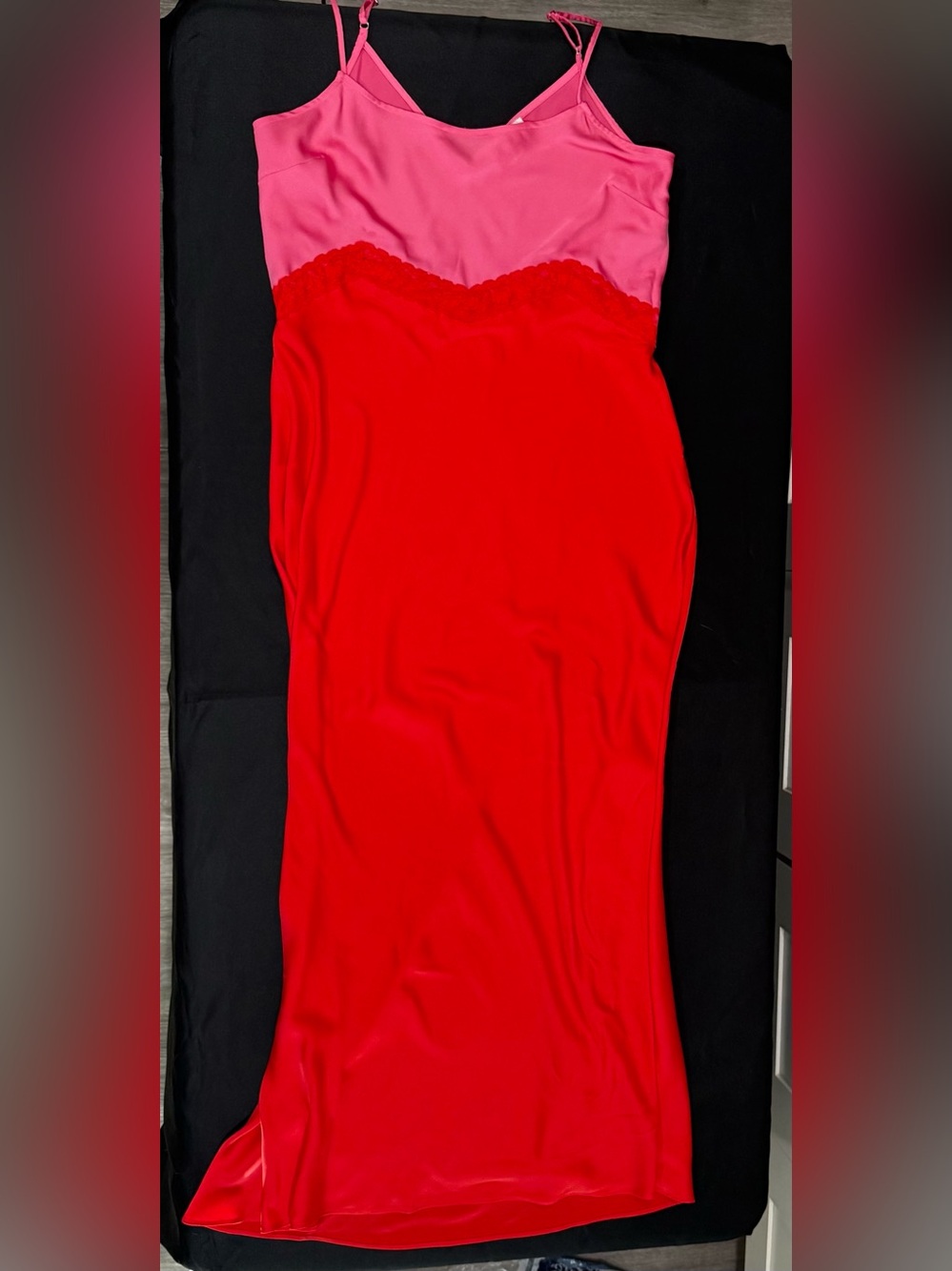 Gianni Bini Pink and Red Maxi Slip Dress